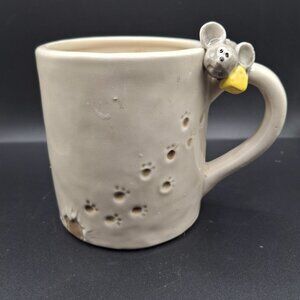 Mouse-Themed Ceramic Mug With Mouse & Cheese Handle Made in Japan